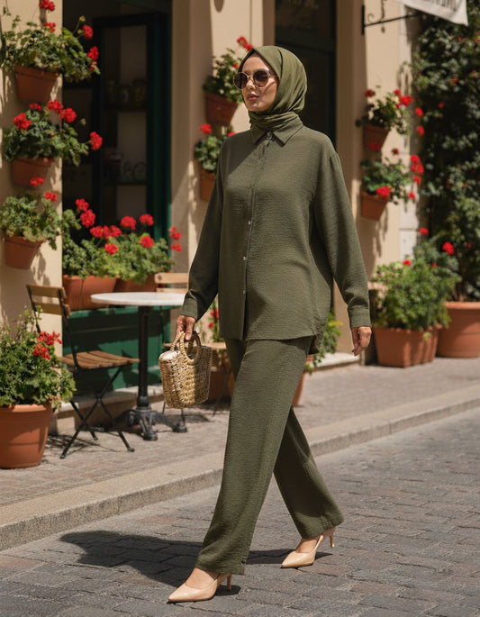 Elora Olive Green Co-Ord Set
