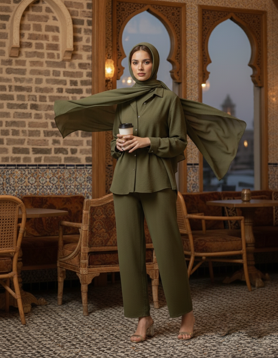 Elora Olive Green Co-Ord Set