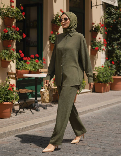 Elora Olive Green Co-Ord Set